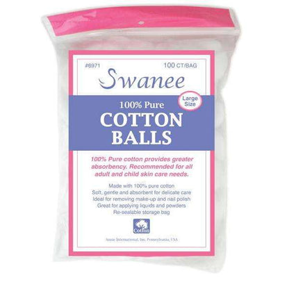 Swanee 100% Pure Cotton Balls Large, 100 Count, White