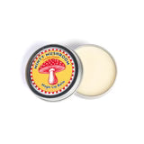 Swedish Dream Minty Mushroom lip balm by Kalastyle Soap Co. in a small container with mint and mushroom illustrations.