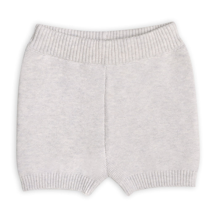 Tennis Collar & Stripe Organic Knit Baby Top & Shorts Set - Pearl Heather