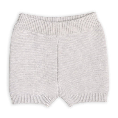 Tennis Collar & Stripe Organic Knit Baby Top & Shorts Set - Pearl Heather