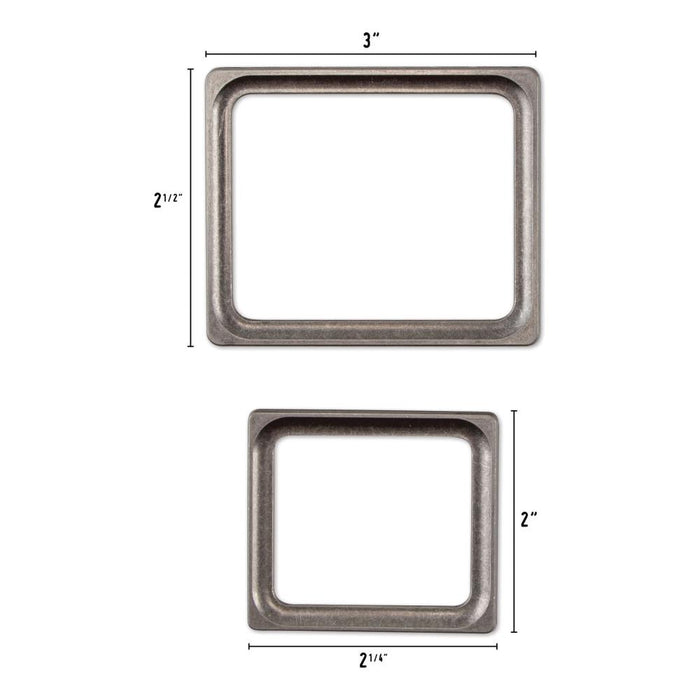 Tim Holtz - Idea-Ology - Metal Photo Frames - 4/Pkg. Add a touch of elegance to your creations with these Frames. These frames are crafted from brushed silver metal, providing a sleek and sophisticated look that is sure to elevate your projects. Available at Embellish Away located in Bowmanville Ontario Canada.