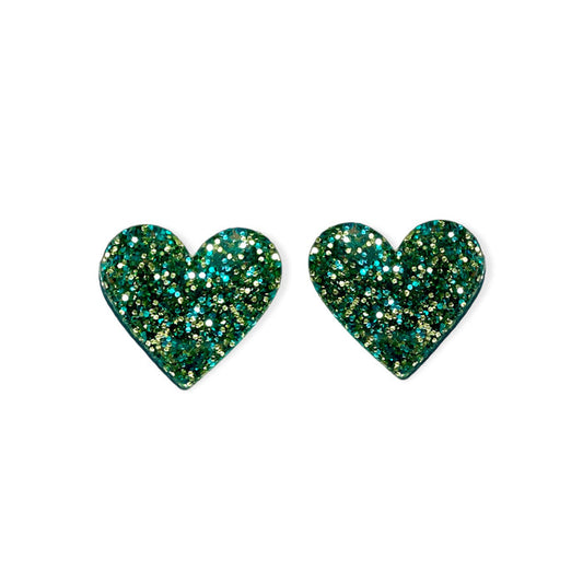 TINY HEARTS - green glitter