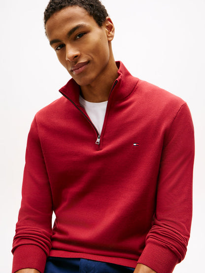 Tommy Hilfiger Essential Cotton Zip Mock Neck