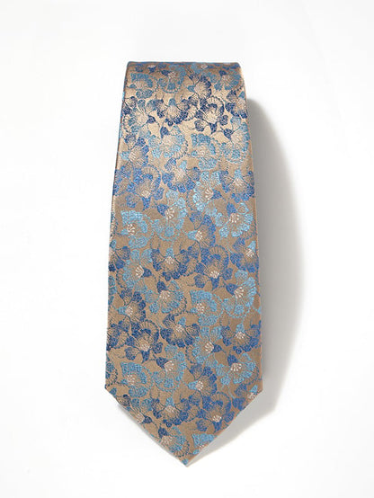 Torino All Over Dark Beige Silk Tie