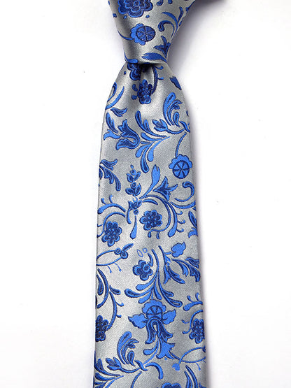 Torino All Over Medium Blue Silk Tie