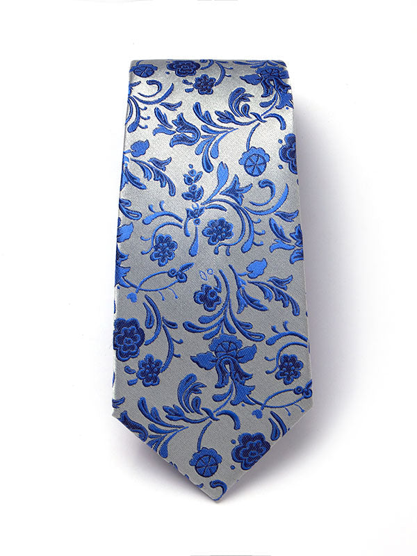 Torino All Over Medium Blue Silk Tie