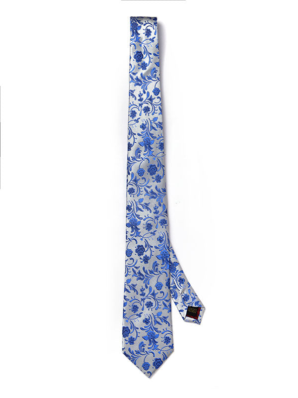 Torino All Over Medium Blue Silk Tie