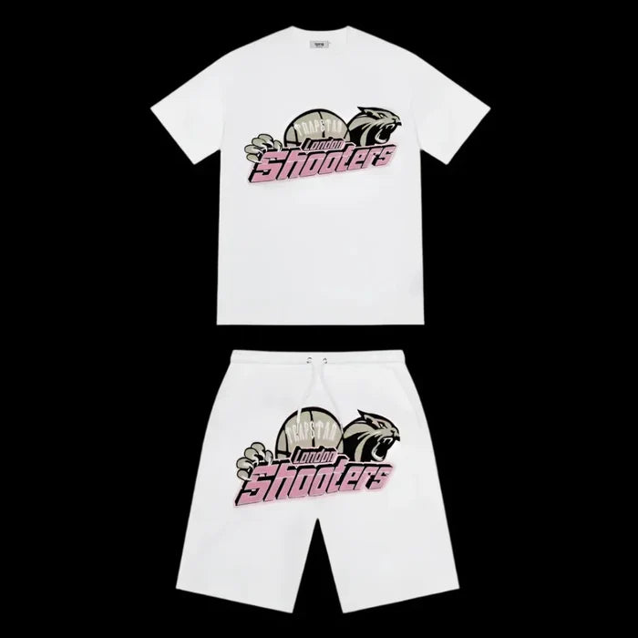 Trapstar Shooters Short Set White/Pink