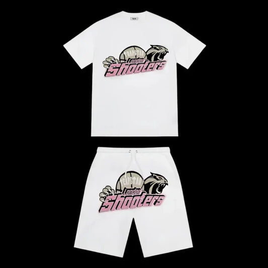 Trapstar Shooters Short Set White/Pink
