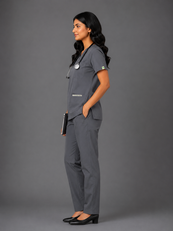 TSM ELITE 6 POCKET ZIPPER (GREY) WOMEN SCRUB