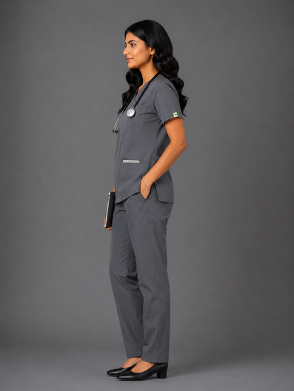 TSM ELITE 6 POCKET ZIPPER (GREY) WOMEN SCRUB