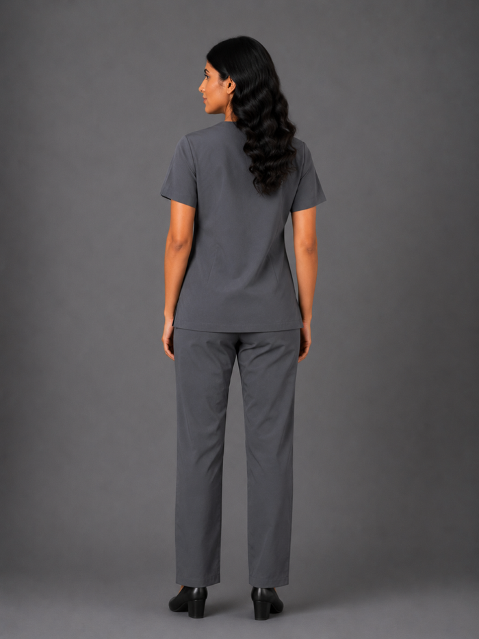 TSM ELITE 6 POCKET ZIPPER (GREY) WOMEN SCRUB