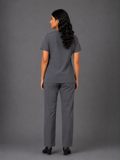 TSM ELITE 6 POCKET ZIPPER (GREY) WOMEN SCRUB