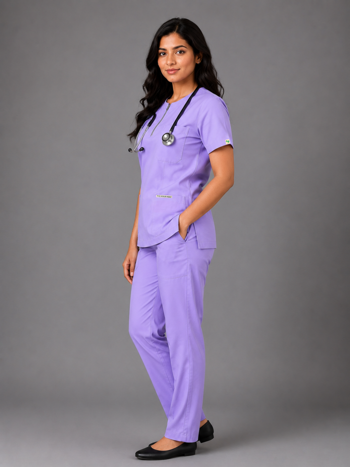 TSM ELITE 6 POCKET ZIPPER (PURPLE) WOMEN SCRUB