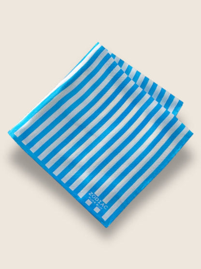 Turquoise Striped Silk Pocket Square