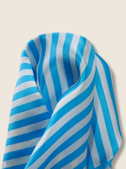 Turquoise Striped Silk Pocket Square
