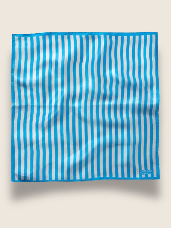 Turquoise Striped Silk Pocket Square