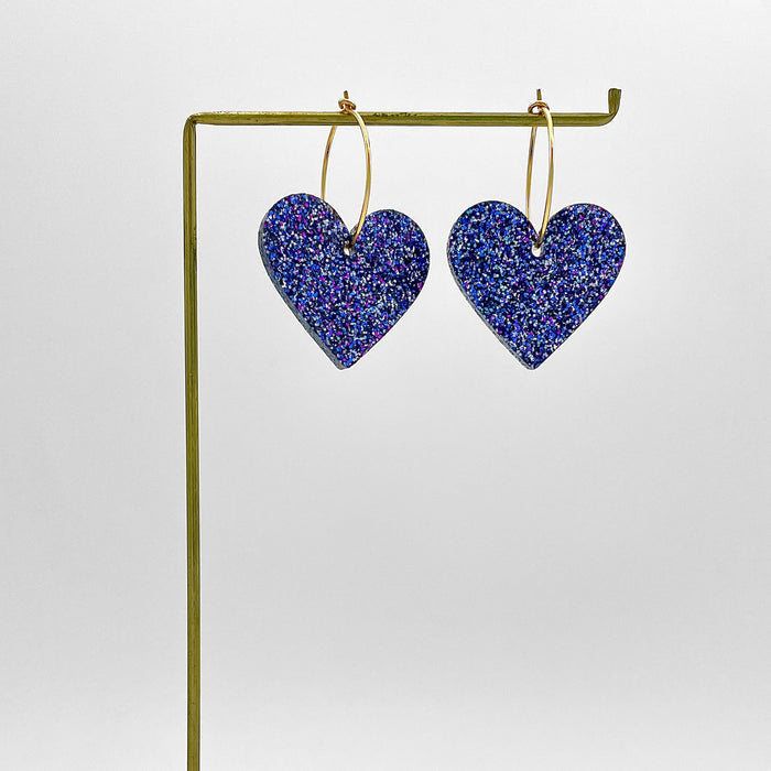 TWO HEARTS - blue glitter