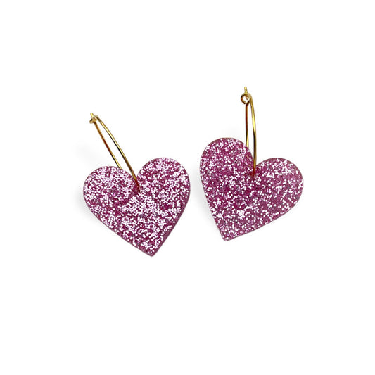 TWO HEARTS - pink glitter