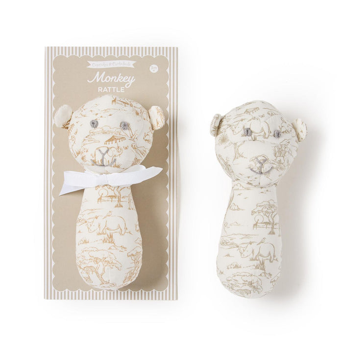 Two's Co. Monkey Toile Rattle