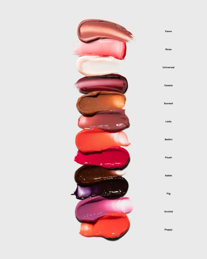 U Beauty The Plasma Lip Compound in Sable, 15ml, featuring a sleek tube and applicator for glossy, nourishing lip treatment.
