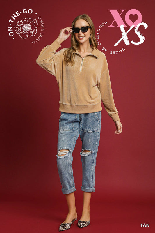 Umgee Luxury Corduroy Quarter zip