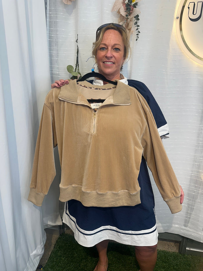 Umgee Luxury Corduroy Quarter zip