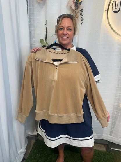 Umgee Luxury Corduroy Quarter zip