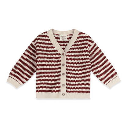 V-Neck Stripe Knit Baby Cardigan, Organic Cotton