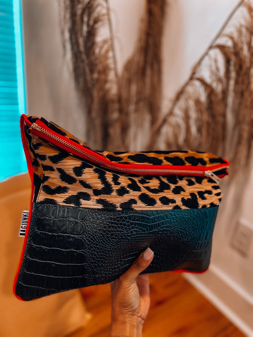 Velvet Leopard Gator Remix Clutch  image 0