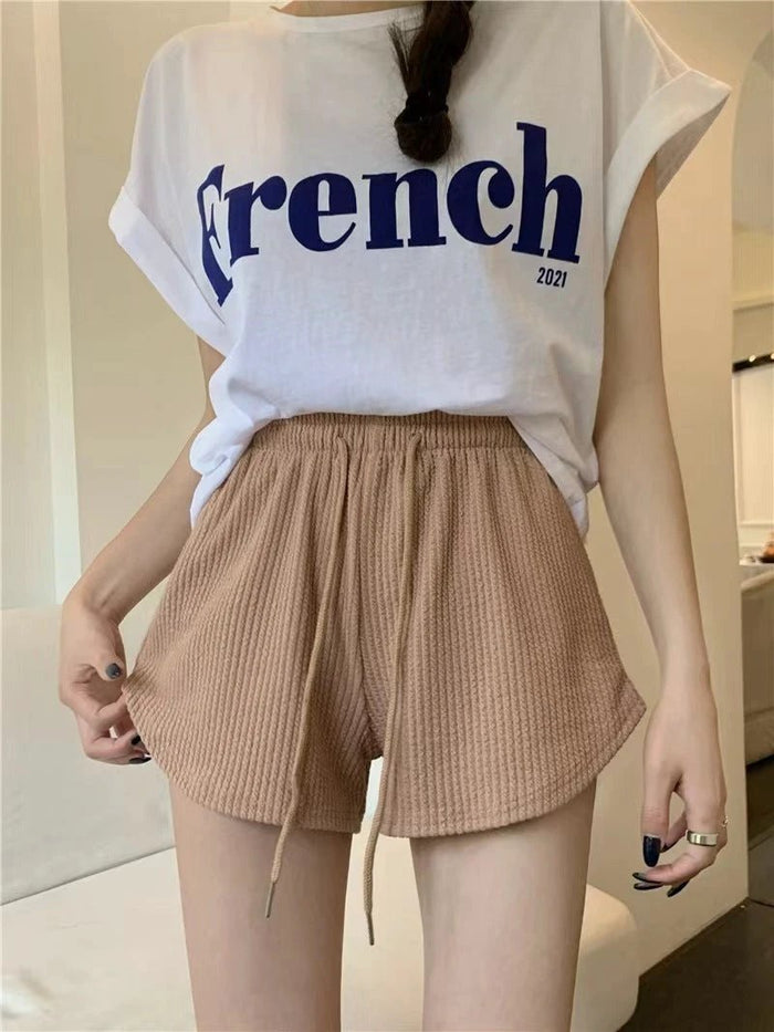 Waffle Casual Shorts For Women