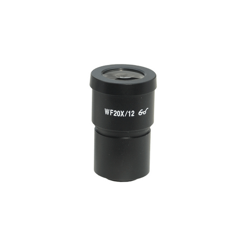 WF 20X Widefield Microscope Eyepiece with Reticle, X-Axis Crosshair, High Eyepoint, 30mm, FOV 12mm (One), SKU SZ05013631, three quarter front view