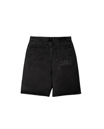 Whiskers Denim Shorts Black