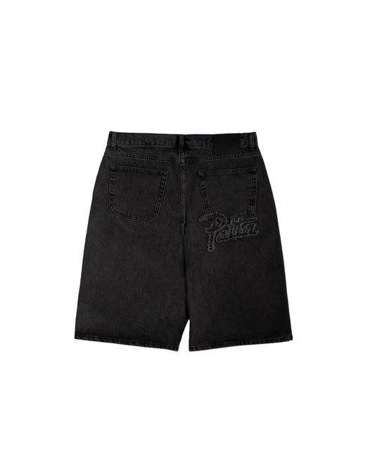 Whiskers Denim Shorts Black