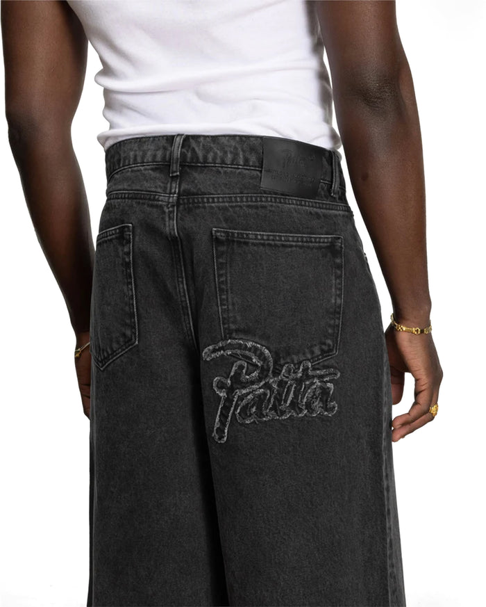 Whiskers Denim Shorts Black
