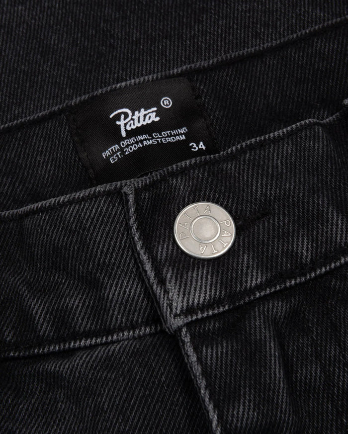 Whiskers Denim Shorts Black