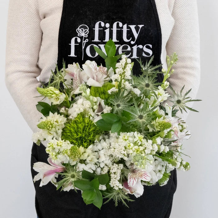 White Blooming Flower Centerpieces Apron - Image