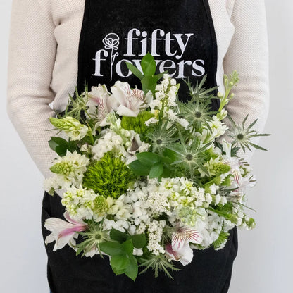White Blooming Flower Centerpieces Apron - Image