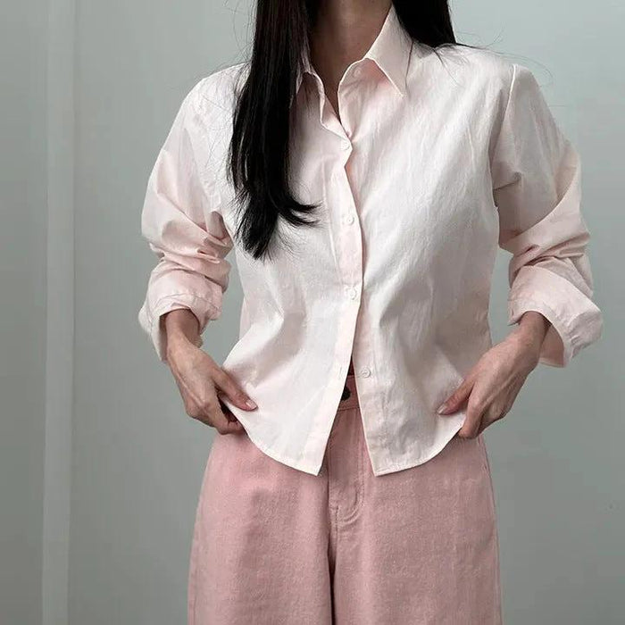 Women's Loose Fit Button Up Petite Shirt