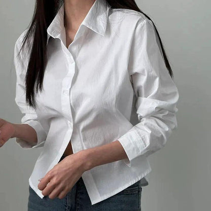 Women's Loose Fit Button Up Petite Shirt