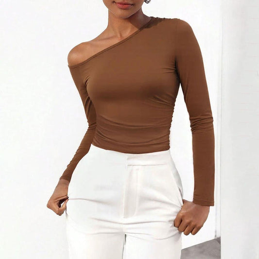 Women's Off-One Shoulder Long-Sleeved Bodysuit