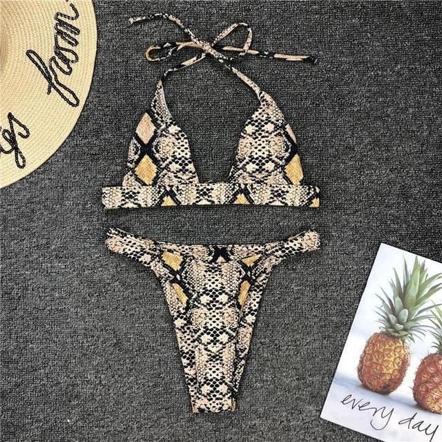 Women's Snake Patterned Classic Bikini