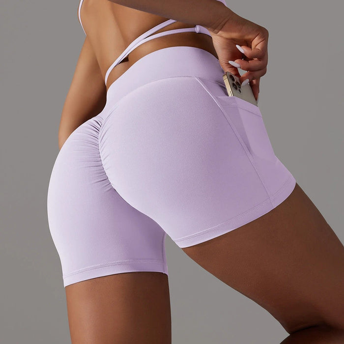 Women's Stylish Fitness Lifting Shorts With Phone Pocket