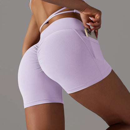 Women's Stylish Fitness Lifting Shorts With Phone Pocket