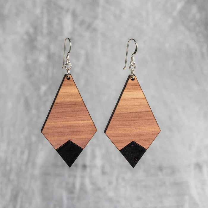 Cedar Wood Kite Earrings - wooden laser cut earrings - cedar wood with sterling silver findings - by LeeMo Designs in Bend, Oregon