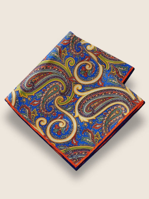 Yellow Paisley Silk Pocket Square