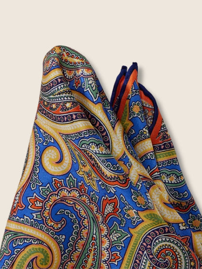 Yellow Paisley Silk Pocket Square