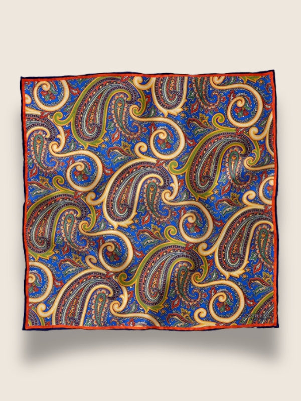 Yellow Paisley Silk Pocket Square