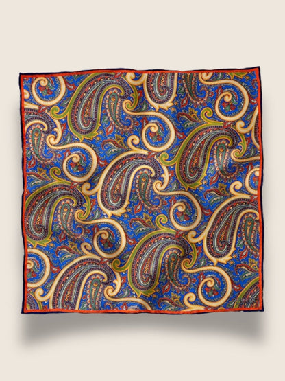 Yellow Paisley Silk Pocket Square