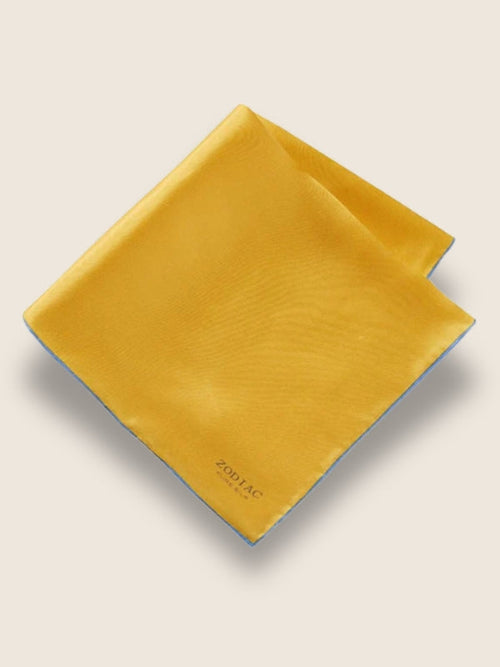 Yellow/Blue Solid Silk Pocket Square